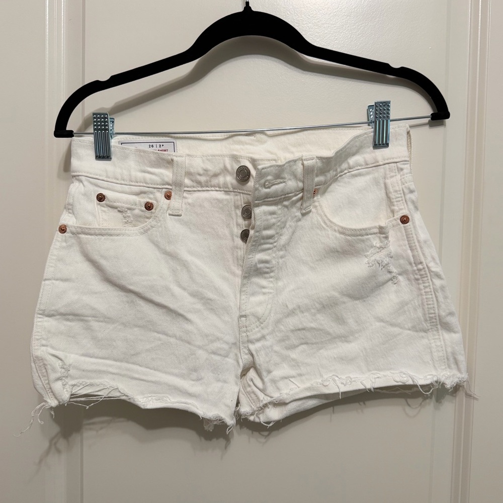 GAP White Frayed Hem Cheeky High-Rise Denim Shorts